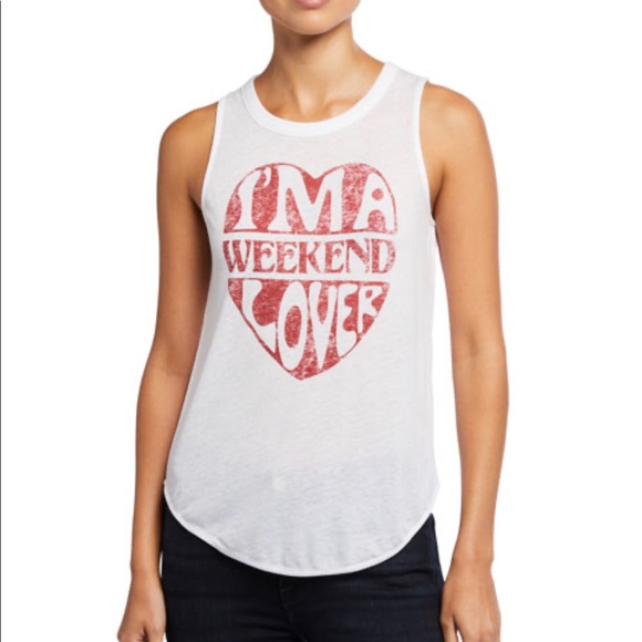 Chaser Tops - NWT Chaser I’m a Weekend Lover White Tank S